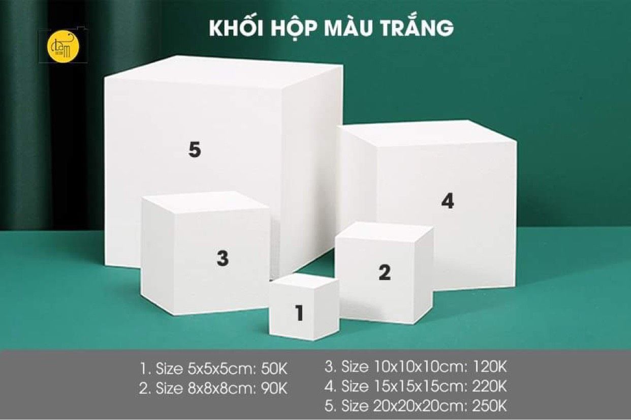  Khối hộp trắng bằng gỗ - Lập phương 