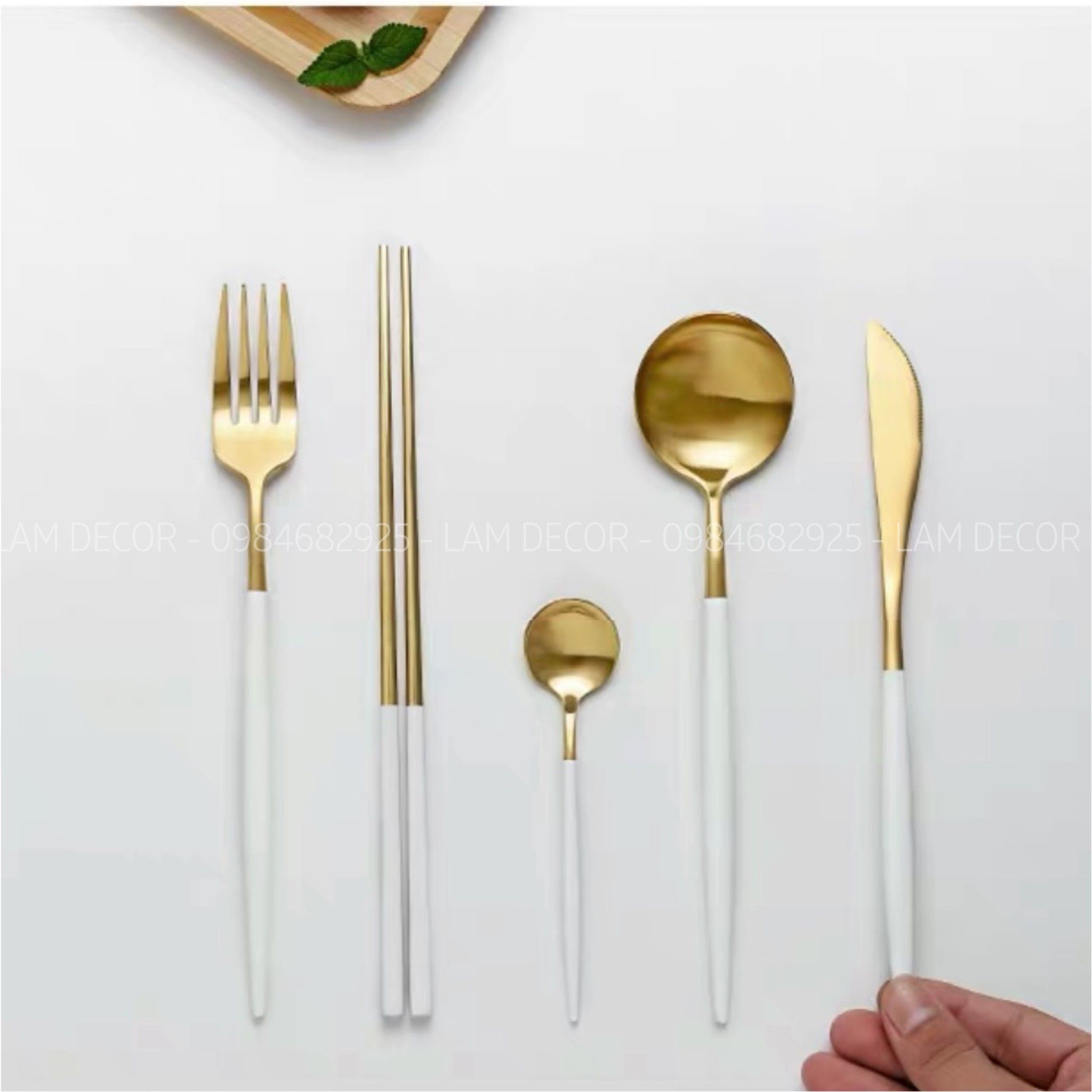  Set thìa dĩa inox 5 món - Màu Trắng 