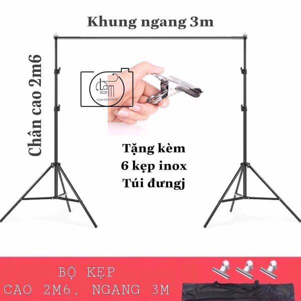  Khung treo phông nền chụp ảnh chữ U size 2mx2m (Tặng kèm kẹp) 