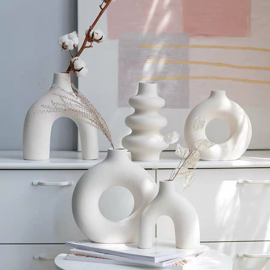  Bình gốm đen trắng tân phong cách Bắc Âu mới lạ, bình trang trí, bình hoa để tủ trưng bày phong cách tối giản 