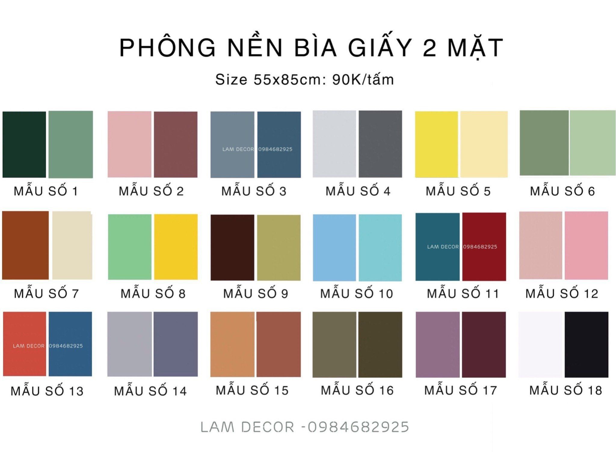  Phông nền chụp ảnh giấy bìa cứng 2 mặt màu pastel (57x87cm) 