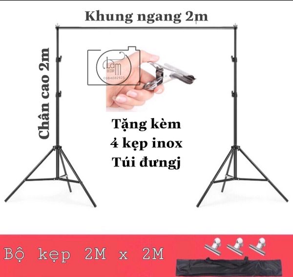  Khung treo phông nền chụp ảnh chữ U size 2m6x3m (Tặng kèm kẹp) 