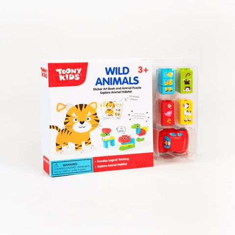 ĐỒ CHƠI TOONYKIDS KHÁM PHÁ SÁCH BÓC DÁN THÔNG MINH VÀ LẮP RÁP ĐỘNG VẬT CHO BÉ - WILD ANIMAL - TN00722