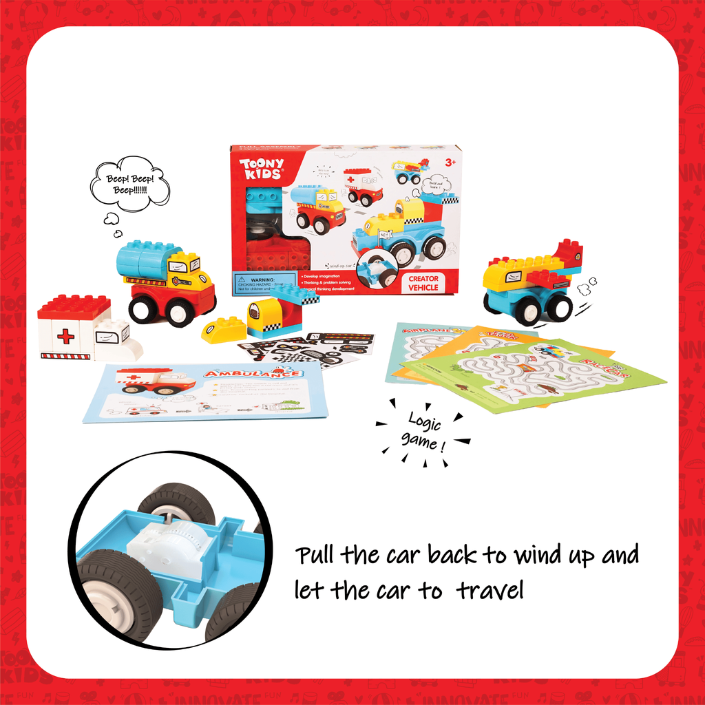 ĐỒ CHƠI TOONYKIDS BỘ XE HƠI LẮP RÁP SÁNG TẠO THEO CHỦ ĐỀ - CREATOR VEHICLE - TN00322