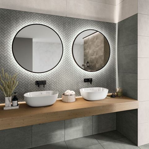 Gương led khung inox hình tròn DEHOME KT D600mm DKL60.2C