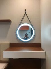 Gương led khung gỗ nhựa hình tròn KT D800MM GD80-3