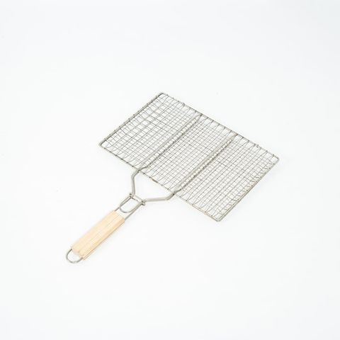 Vỉ nướng kẹp thịt tay cầm gỗ