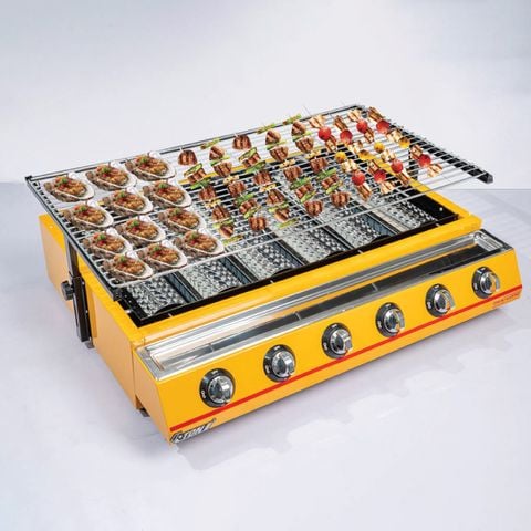 Bếp nướng Gas 6 họng dài - Nướng hàu, thịt xiên, hải sản [Chính hãng ETON ET-K333]