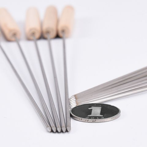 Xiên nướng cán gỗ inox - Bộ 12 chiếc