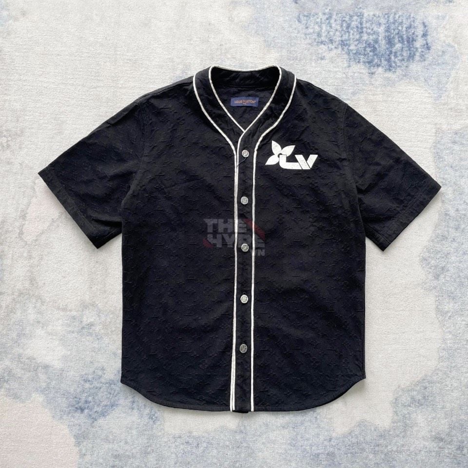  Áo Sơ Mi Louis Vuitton LV Baseball Racing Denim (Black) [Mirror Quality] 