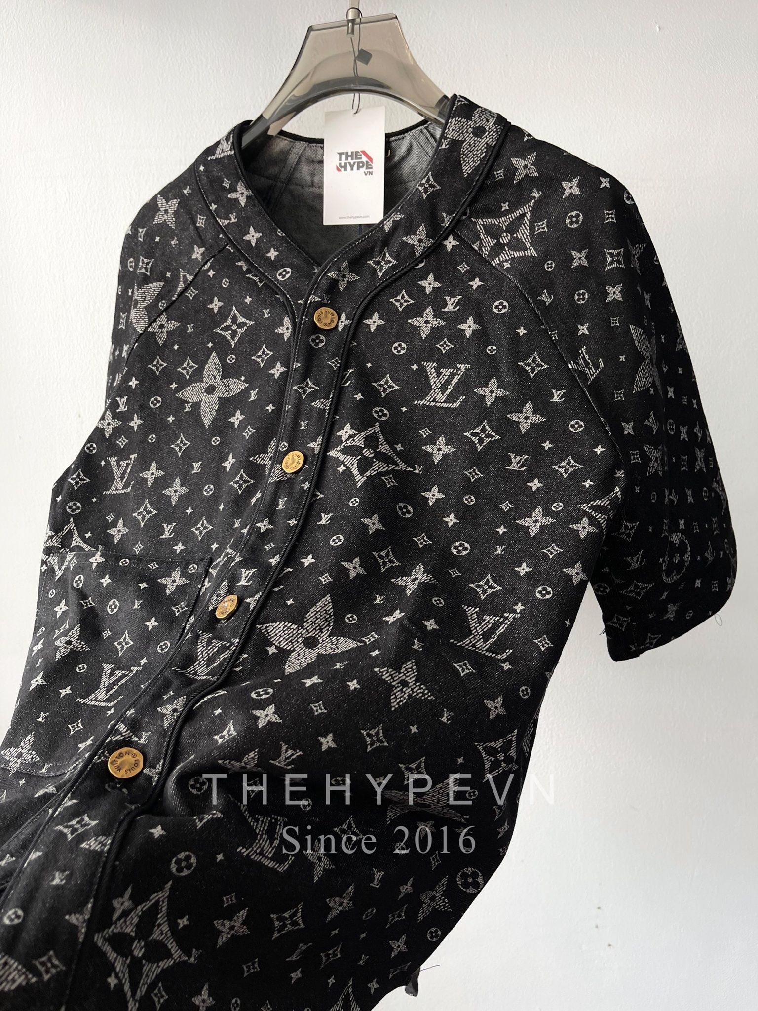  Áo Sơ Mi Jacket Louis Vuitton LV Baseball Monogram Denim (Black) [Mirror Quality] 