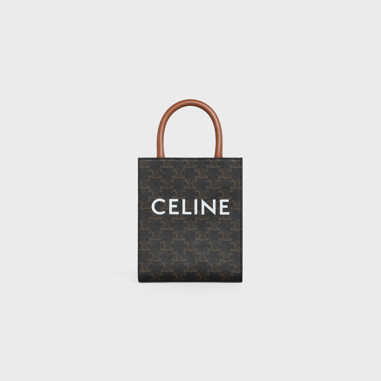  Túi Celine MINI VERTICAL CABAS IN TRIOMPHE CANVAS AND CALFSKIN WITH CELINE PRINT (Tan) [MIRROR QUALITY] 