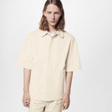  LV Shirt- ÁO LV Monogram Workwear Short-Sleeved Shirt (Beige) [Mirror Quality] 