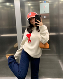  ÁO SWEATER AMI PARIS BIG HEART MERINO WOOL (WHITE) 