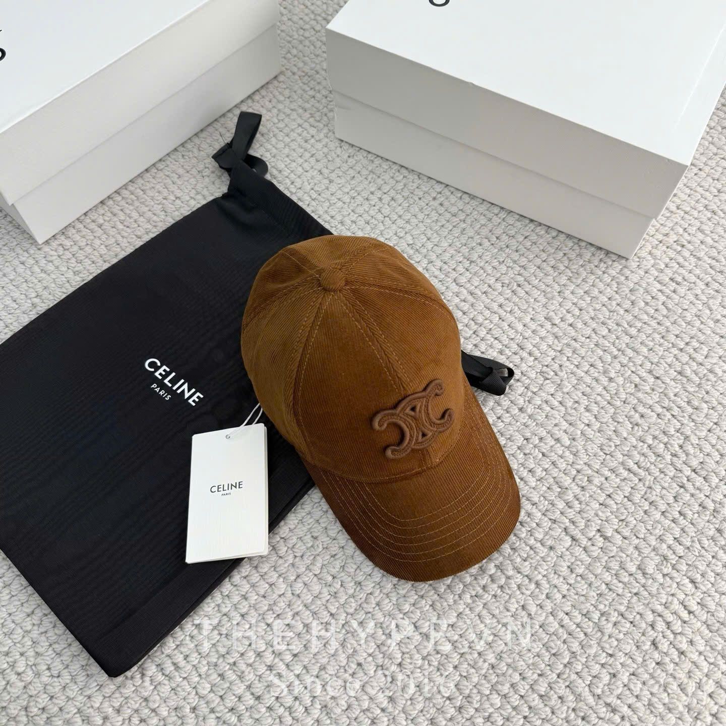  CELINE CAP- Mũ Lưỡi Trai Celine Logo Thêu (Brown) [MIRROR QUALITY] 
