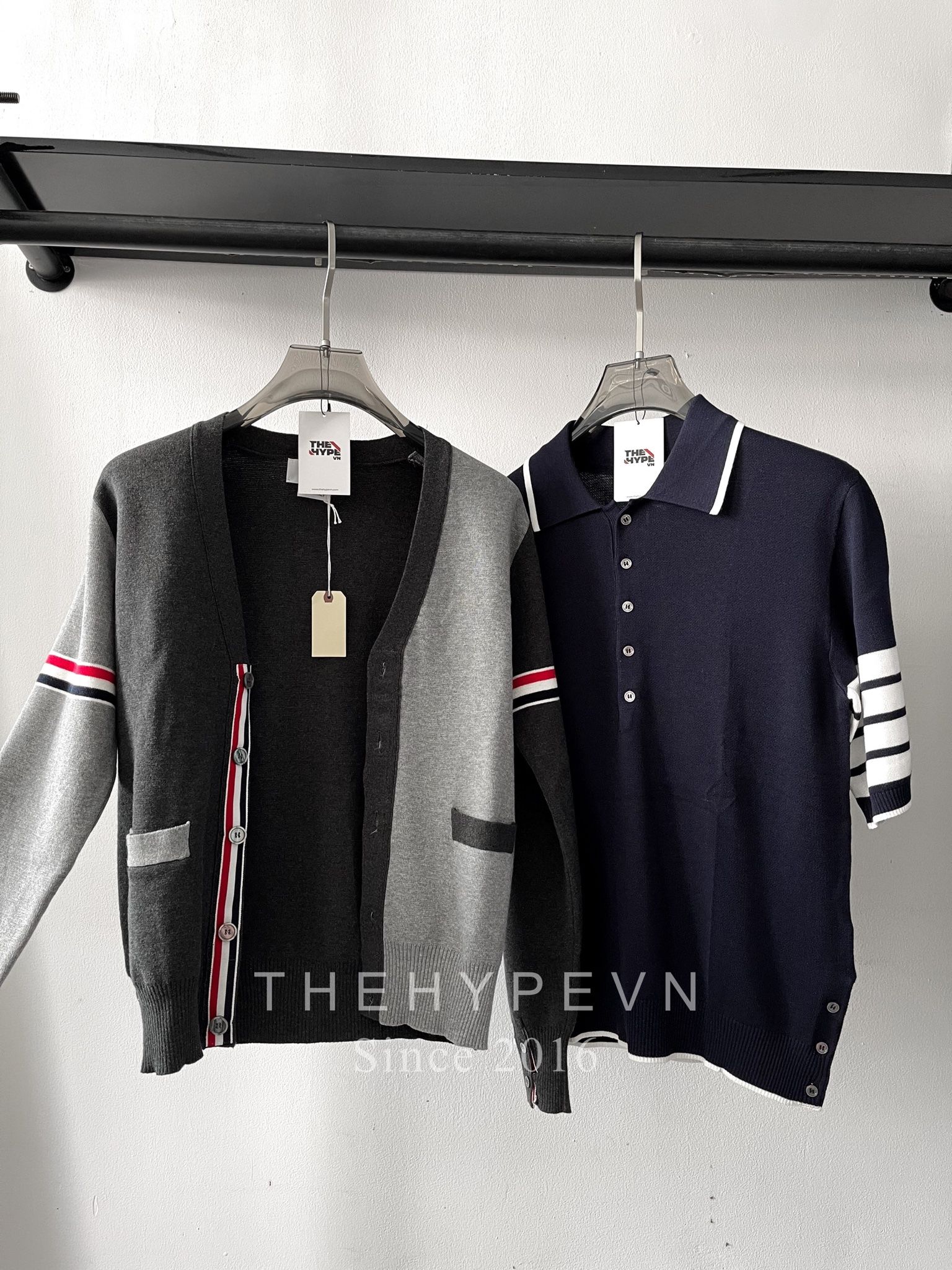  THOM BROWNE CARDIGAN - Áo khoác TB Colour-block Cotton (Grey) [Mirror quality] 