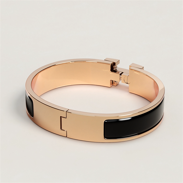  Vòng Tay Hermes Clic H Rose-gold plated Bracelet (Black) [Mirror Quality] 