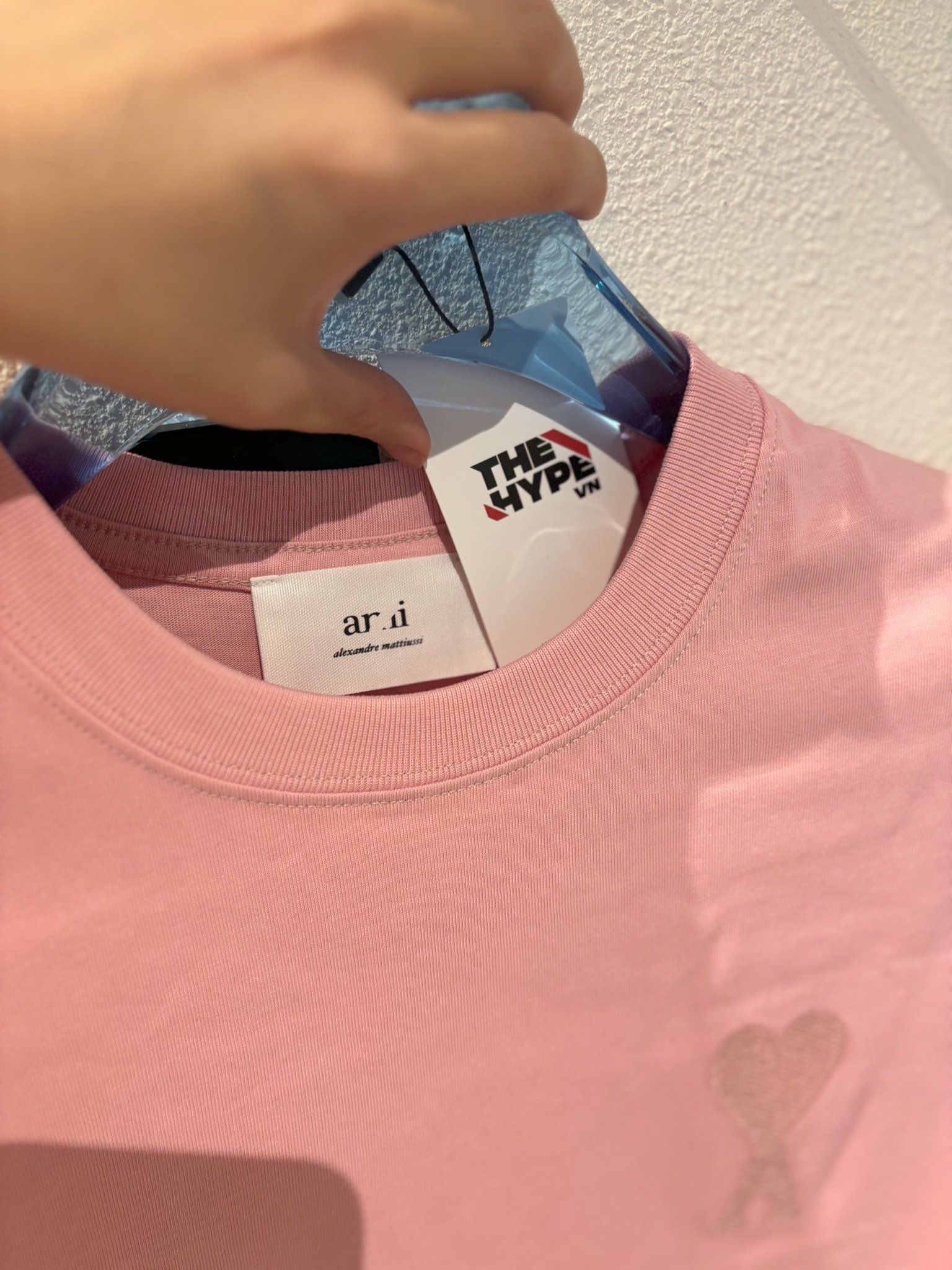  Áo Thun Ami Paris Logo Heart De Coeur (Pale Pink) [Mirror Quality] 