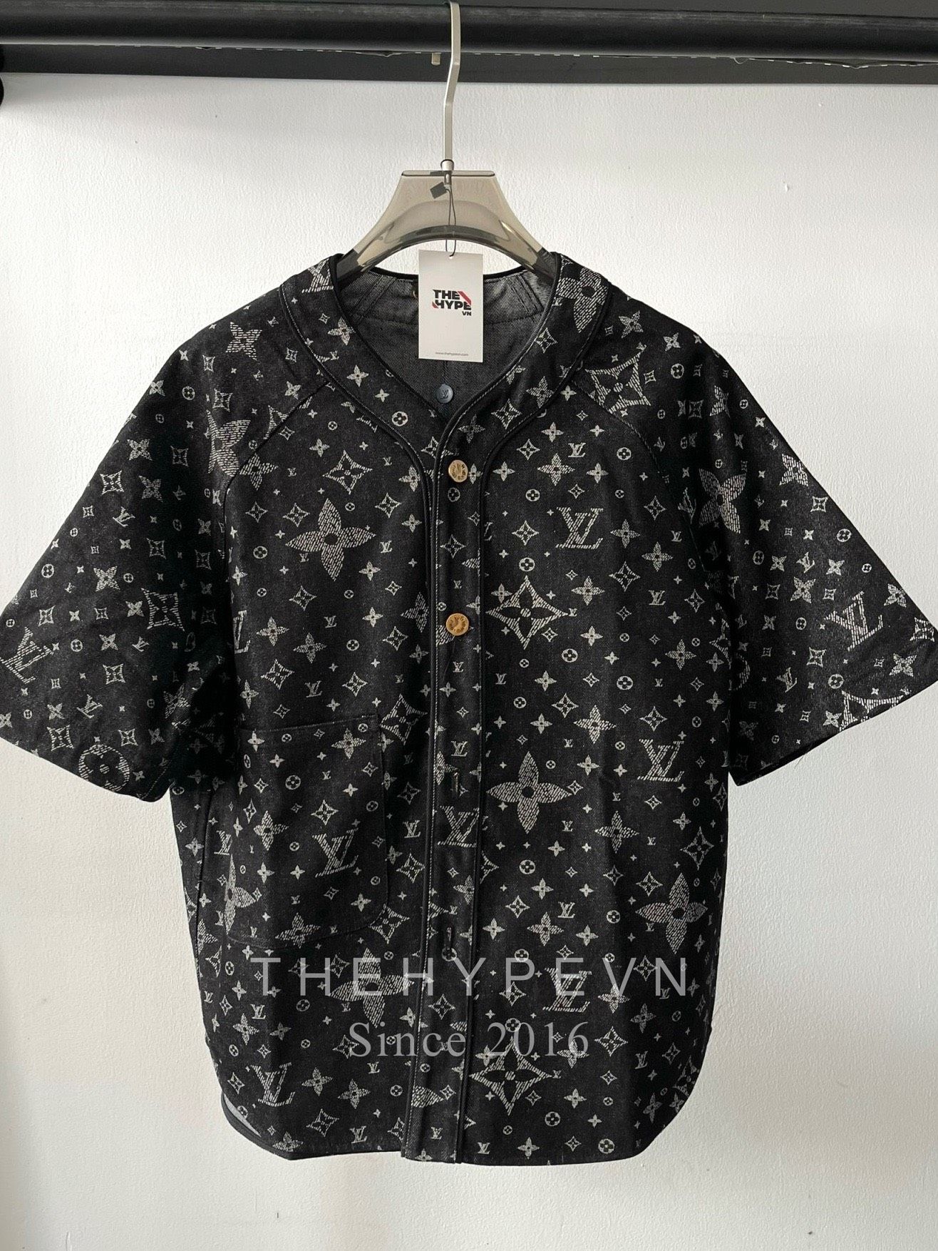  Áo Sơ Mi Jacket Louis Vuitton LV Baseball Monogram Denim (Black) [Mirror Quality] 