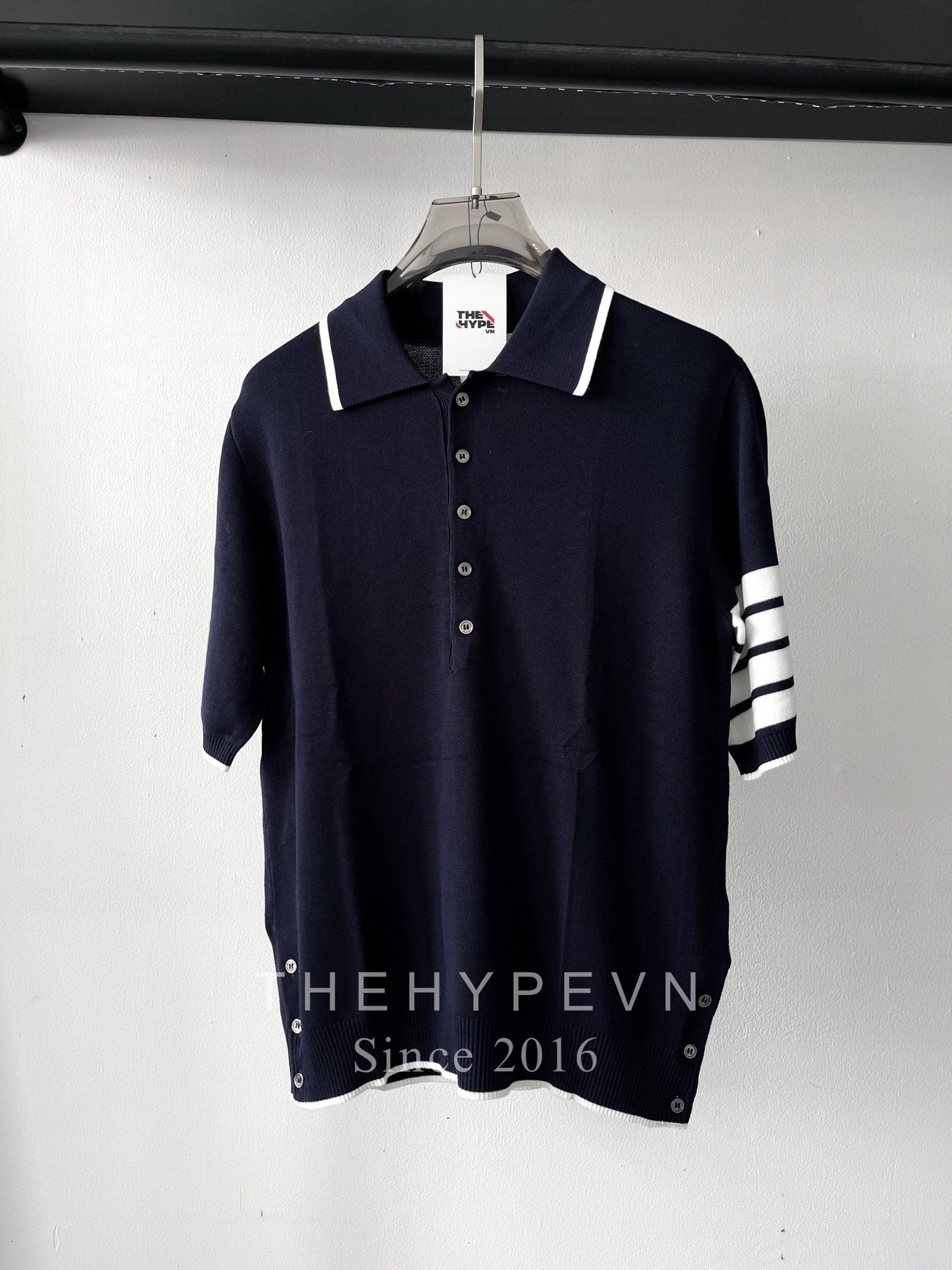  Áo Polo Thom Browne Birdseye Jacquard 4-Bar Short Sleeve (Navy) [Mirror Quality] 