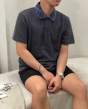  ÁO POLO BURBERRY BBR WOVEN COLLAR (MAGNET) 