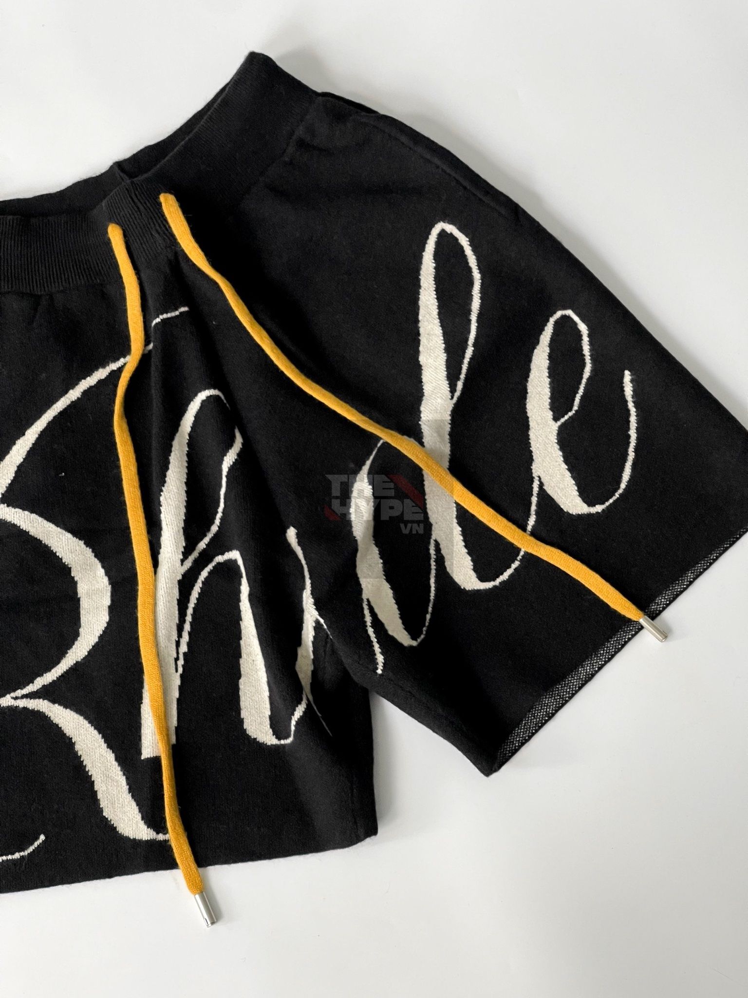  Quần Shorts Rhude Intarsia Knit Logo (Đen) [Mirror Quality] 