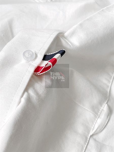  THOM BROWNE SHIRT - Áo sơ mi Thom Browne Armband Sleeved Oxford (Sọc tay ngắn - Trắng) [Mirror Quality] 