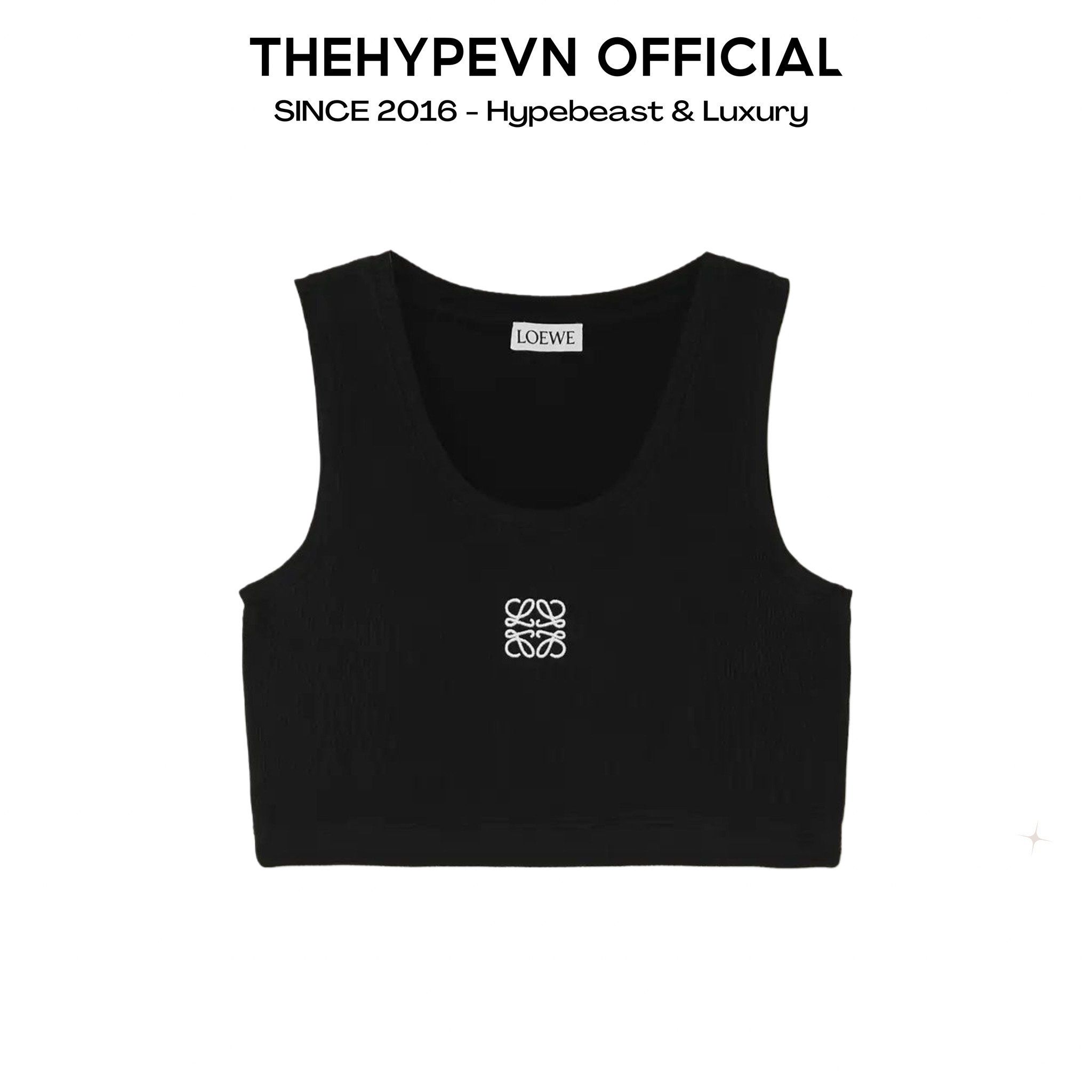  Áo Ba Lỗ Loewe Cropped Cotton Anagram Tank Top (Black) [MIRROR QUALITY] 