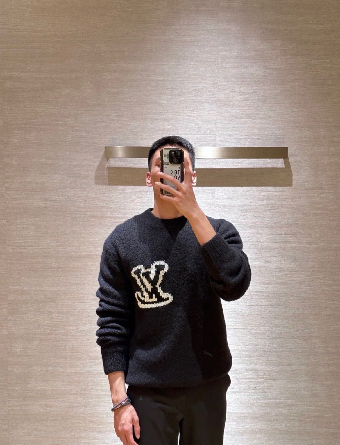  Áo Sweater Louis Vuitton LV Intarsia Crewneck (Black) [Mirror Quality] 