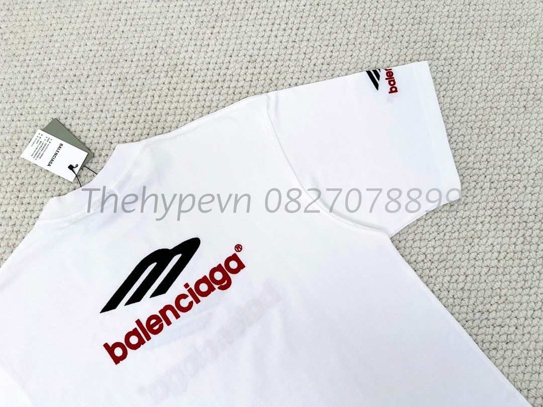  Áo Thun Balenciaga BLCG embroidered Logo 3B (WHite) [Mirror Quality] 