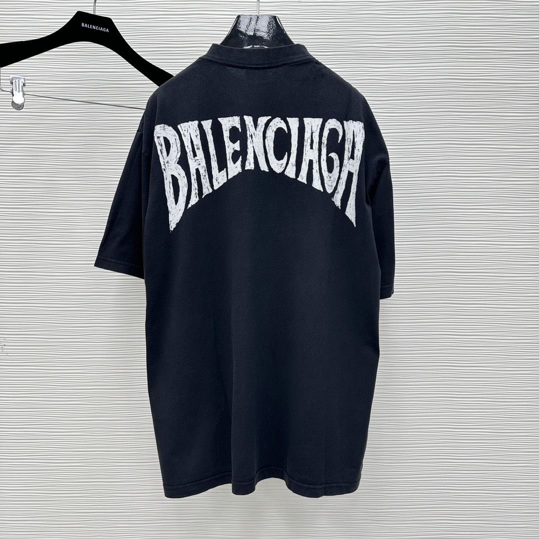  Áo Thun Balenciaga BLCG Hand-drawn (Black faded) [Mirror Quality] 