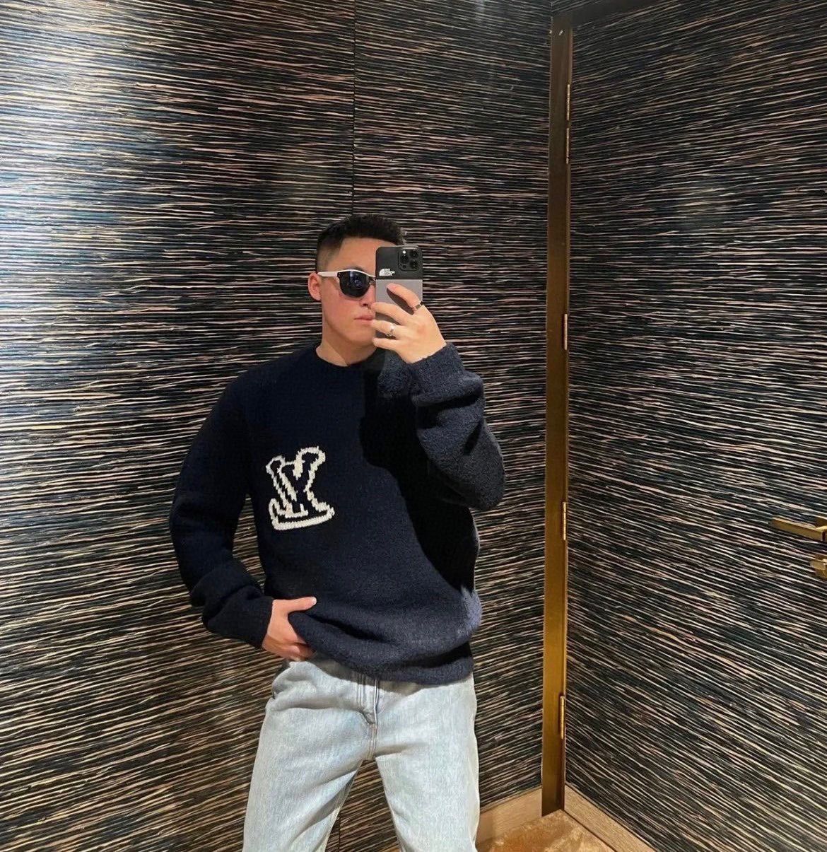  Áo Sweater Louis Vuitton LV Intarsia Crewneck (Black) [Mirror Quality] 