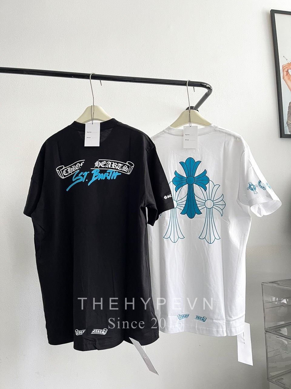  Áo Thun Chrome Hearts CH White & Light Blue-Triple Cross (White) [Mirror Quality] 