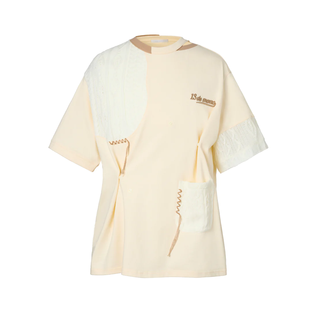  Áo Thun 13de Marzo Bear Knit Suture (Biege) Best Quality 