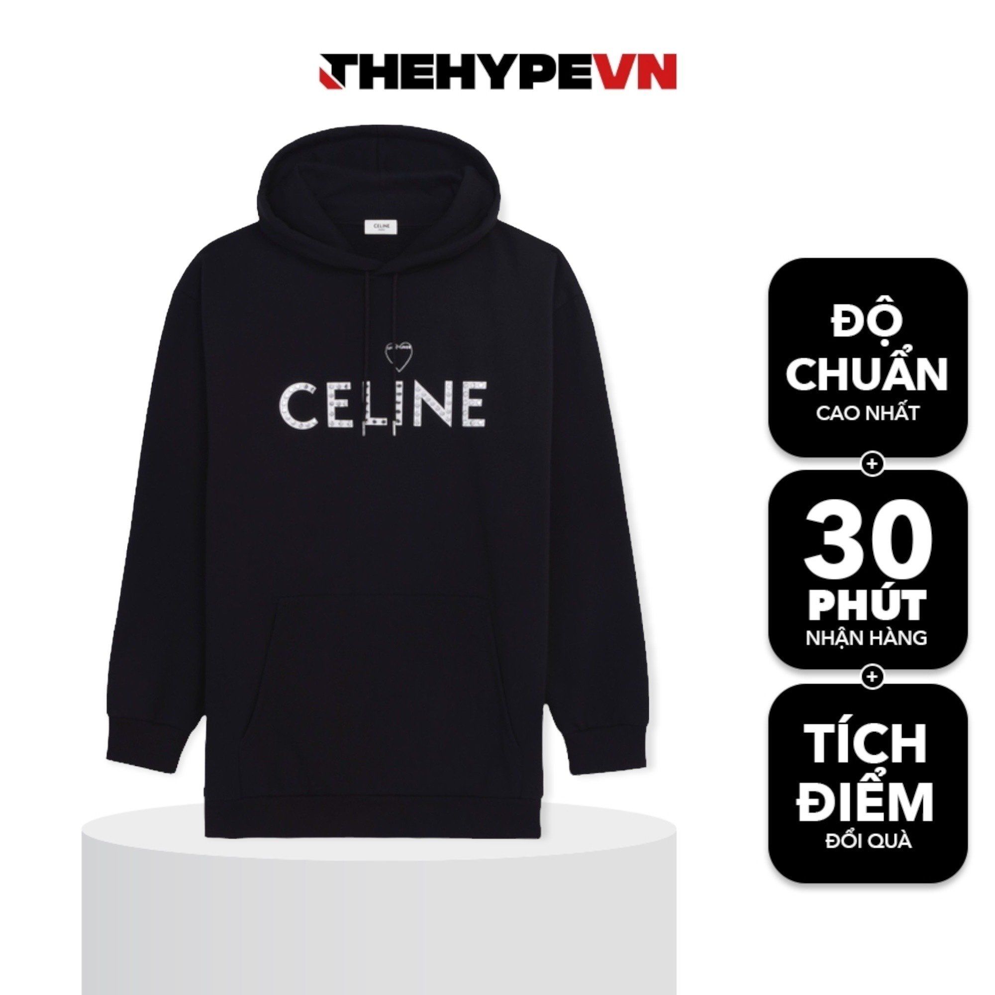  CELINE HOODIE - Áo Celine Lucky Lover (Black) [Mirror Quality] 