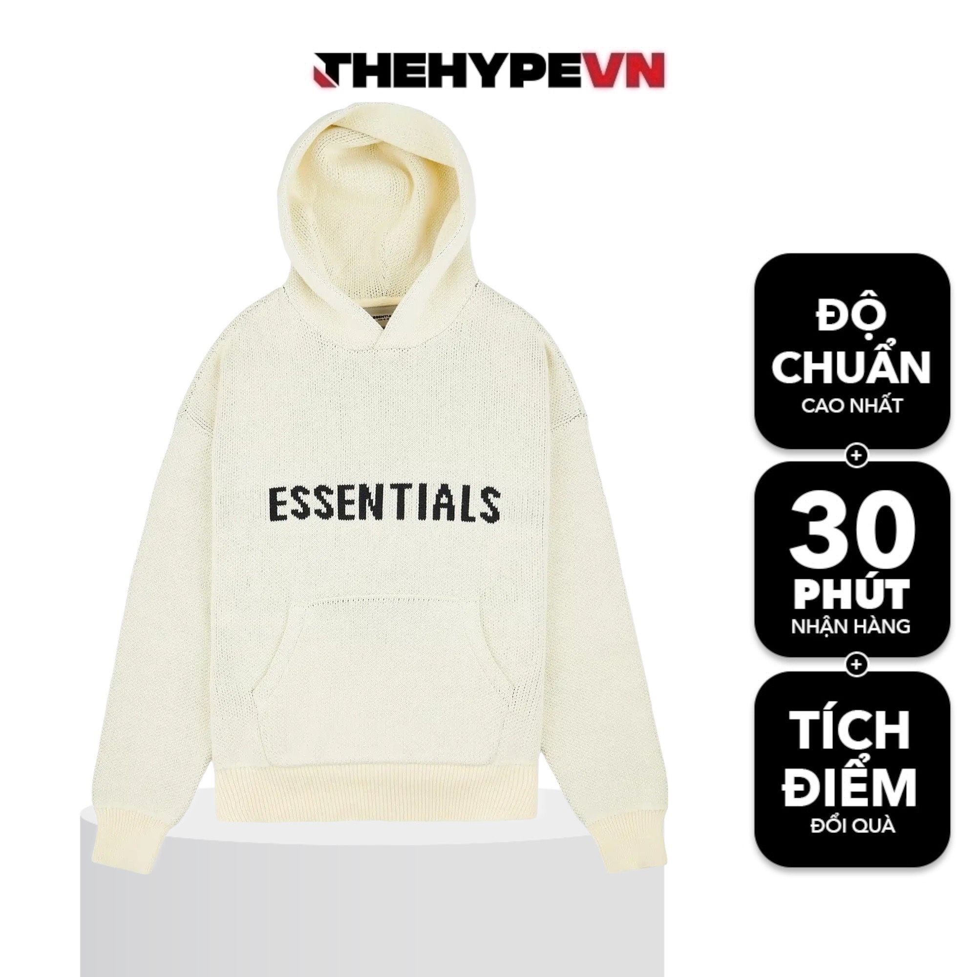  FOG HOODIE - Áo Hoodie Essential Knit (Cream) [Mirror Quality] 