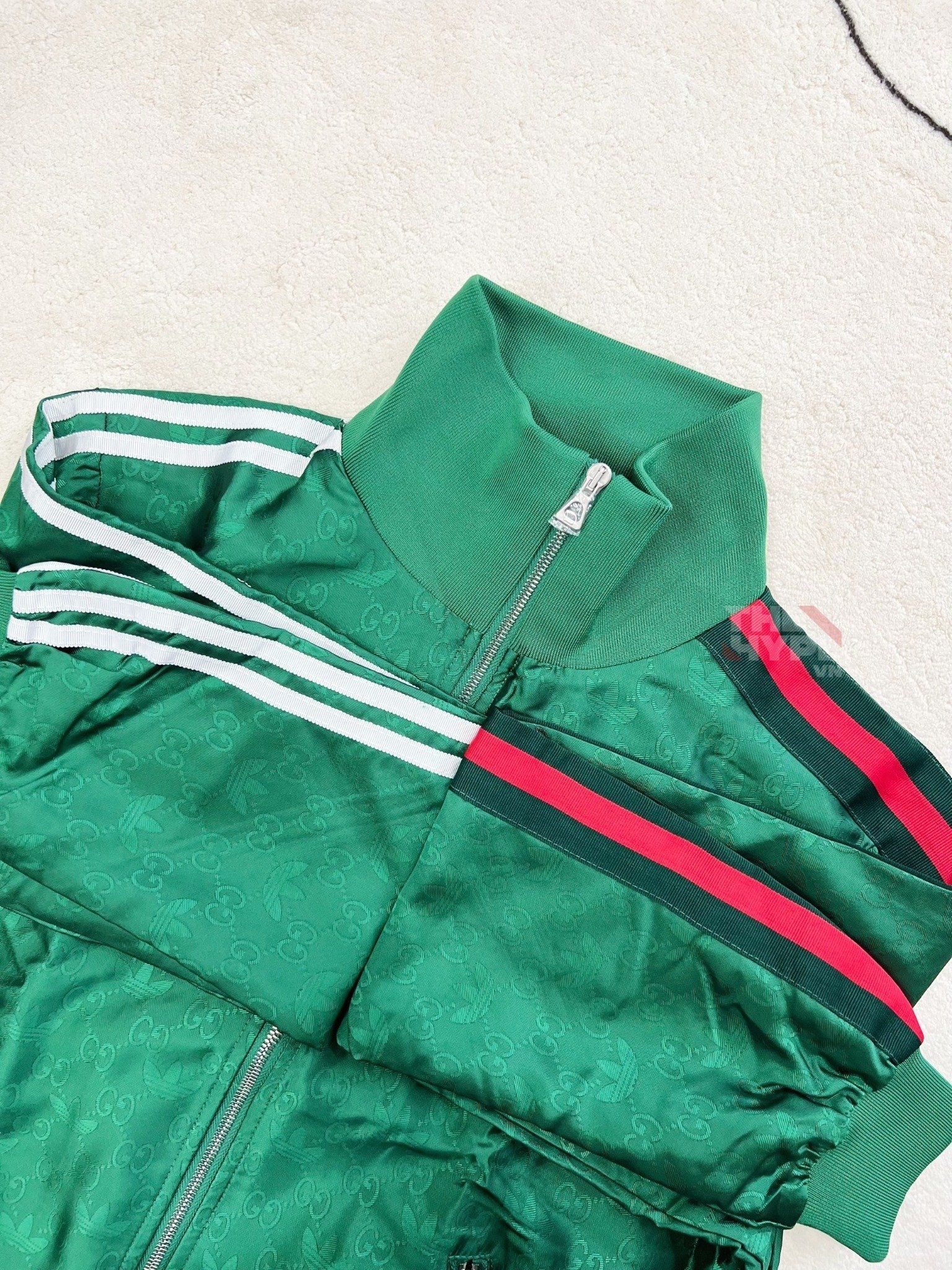 GUCCI JACKET Áo Jacket Gucci x adidas GG Trefoil Jacquard (Green) [M