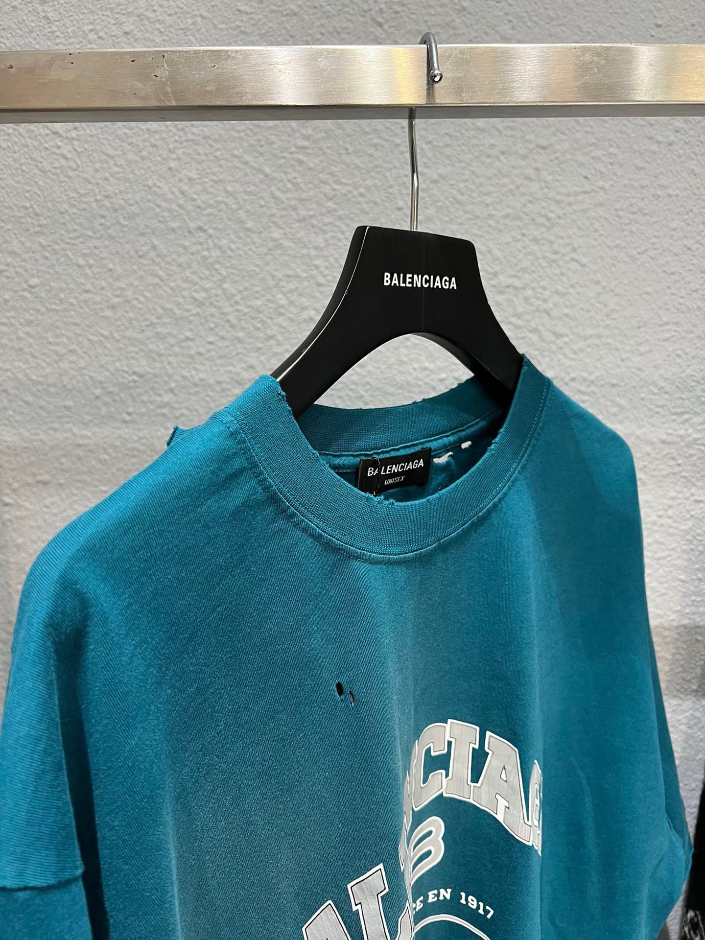  BALENCIAGA TEE - Áo Blcg Maison Print Cotton (Cerulean blue) [Mirror Quality] 