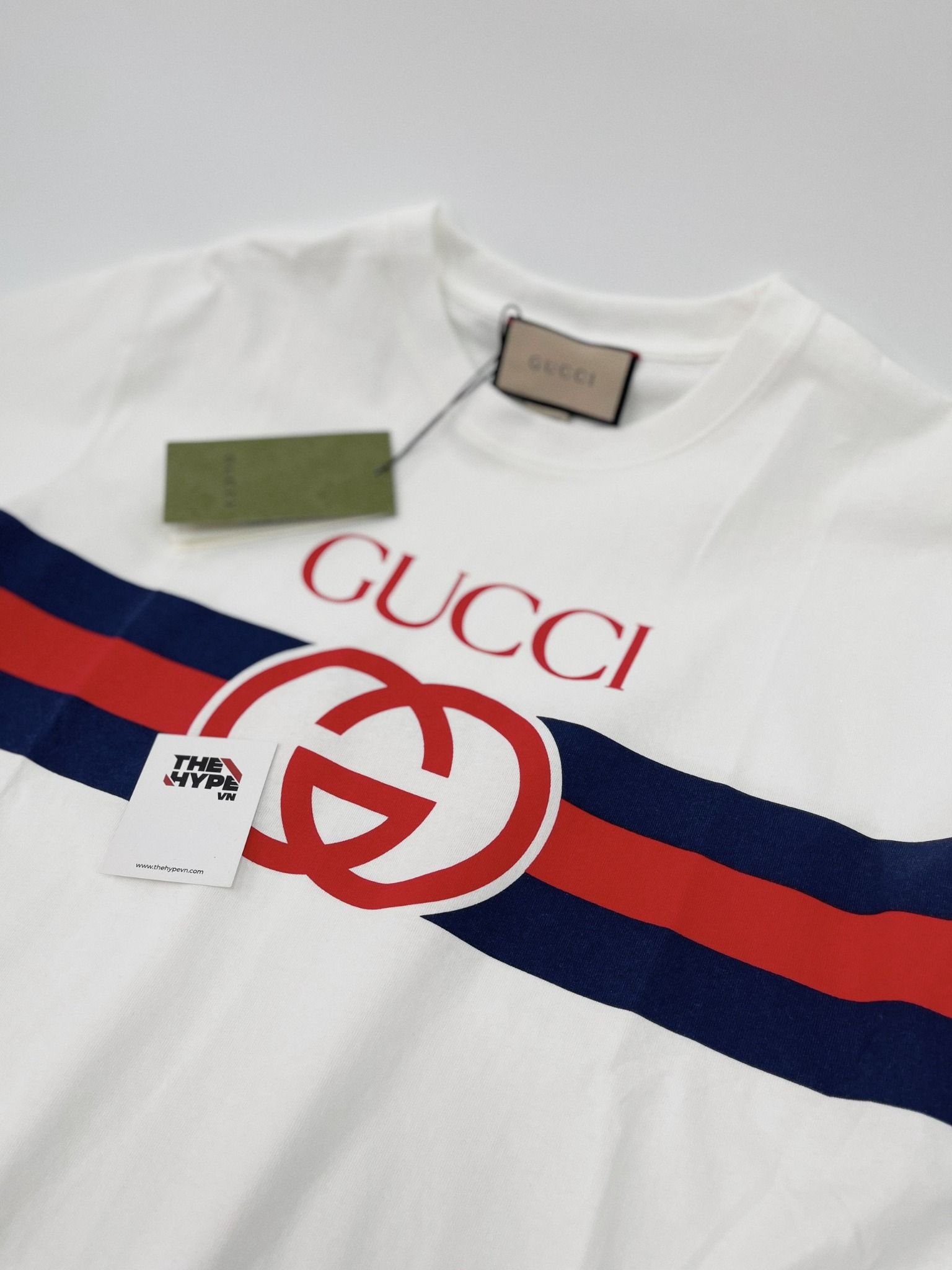  Áo Thun Gucci Interlocking G Stripe Print (White) [Mirror Quality] 