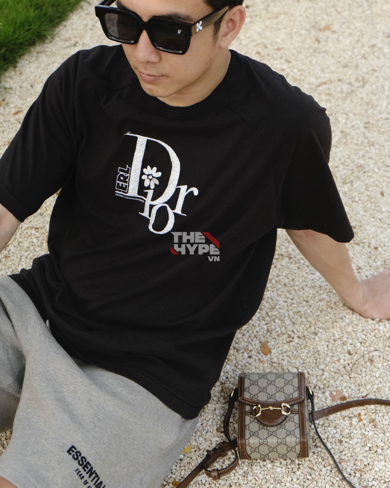  DIOR TEE - Áo Dior Chữ Logo By Erl (Đen) [Mirror Quality] 