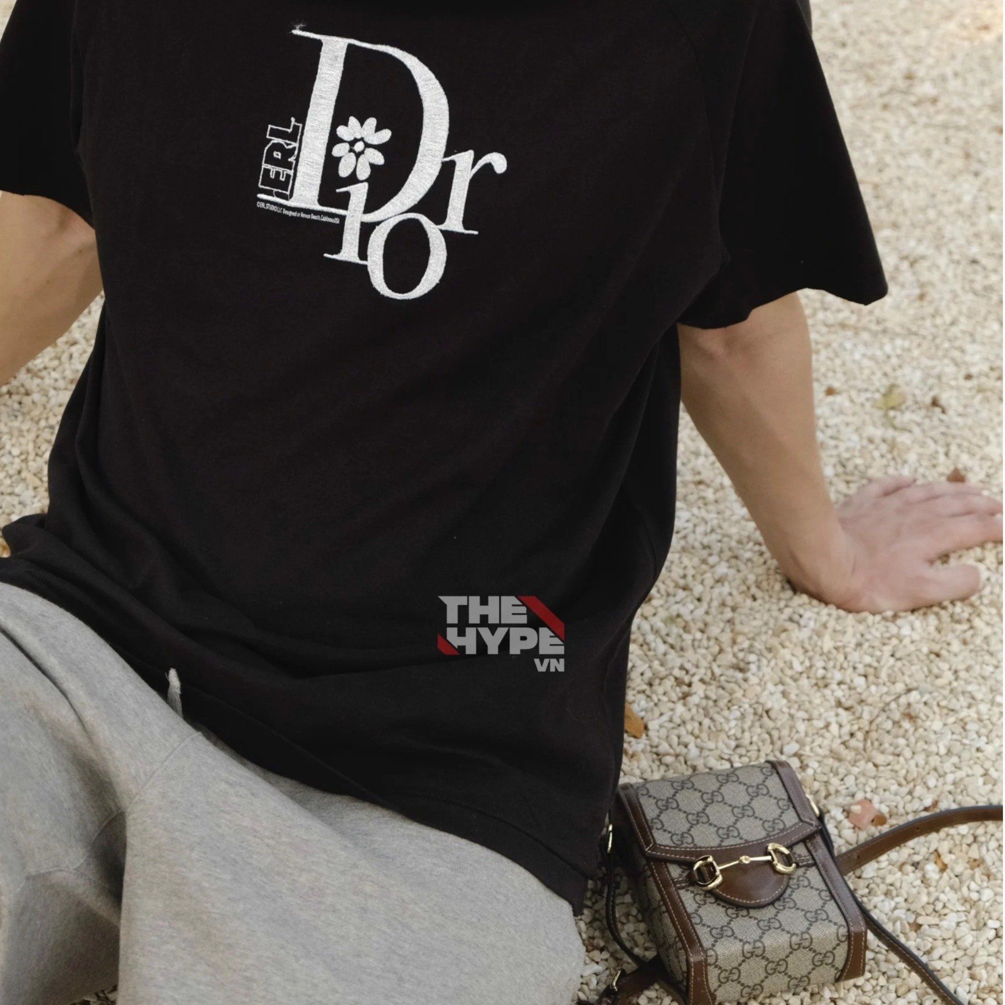  DIOR TEE - Áo Dior Chữ Logo By Erl (Đen) [Mirror Quality] 