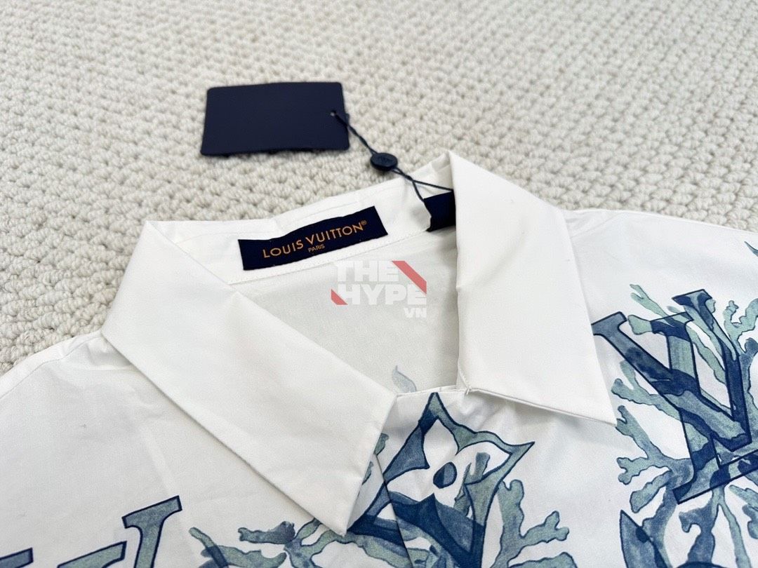  Áo Sơ Mi Louis Vuitton Graphic Short-Sleeved Cotton ( White) [Mirror Quality] 