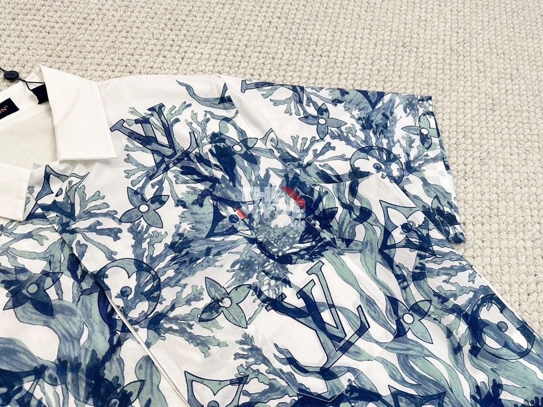  Áo Sơ Mi Louis Vuitton Graphic Short-Sleeved Cotton ( White) [Mirror Quality] 