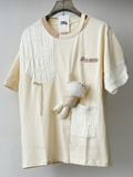  Áo Thun 13de Marzo Bear Knit Suture (Biege) Best Quality 