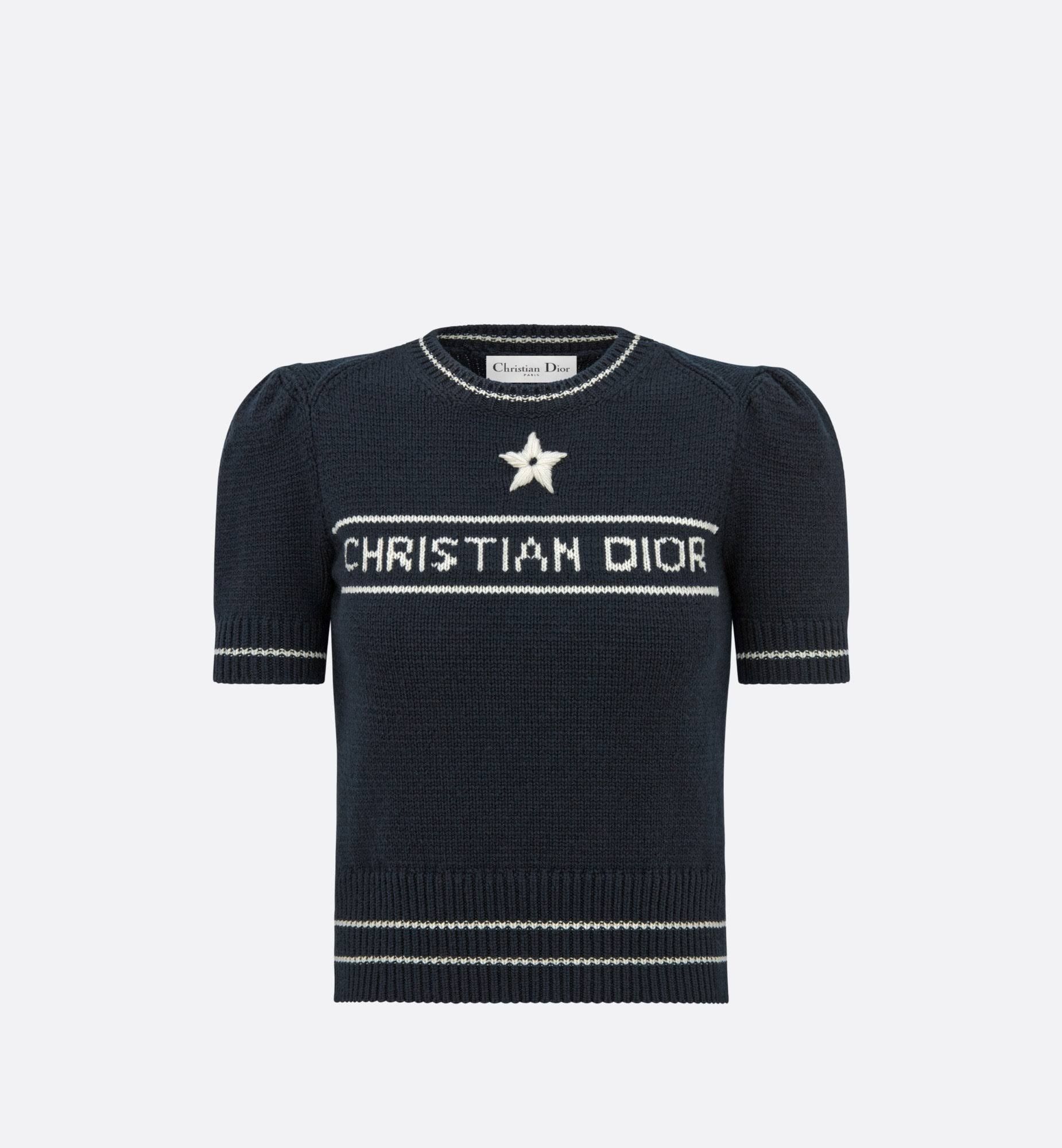  Áo Sweater Dior Short-sleeve Knit Embroidered (Navy) [Mirror Quality] 