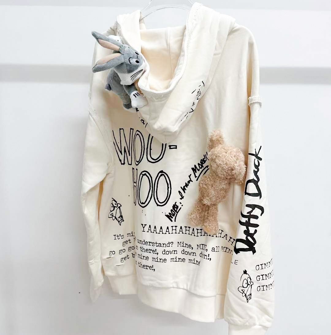  13DE MARZO HOODIE - Áo Hoodie Daffy Duck Sketch Zip (Đen) Best Quality 