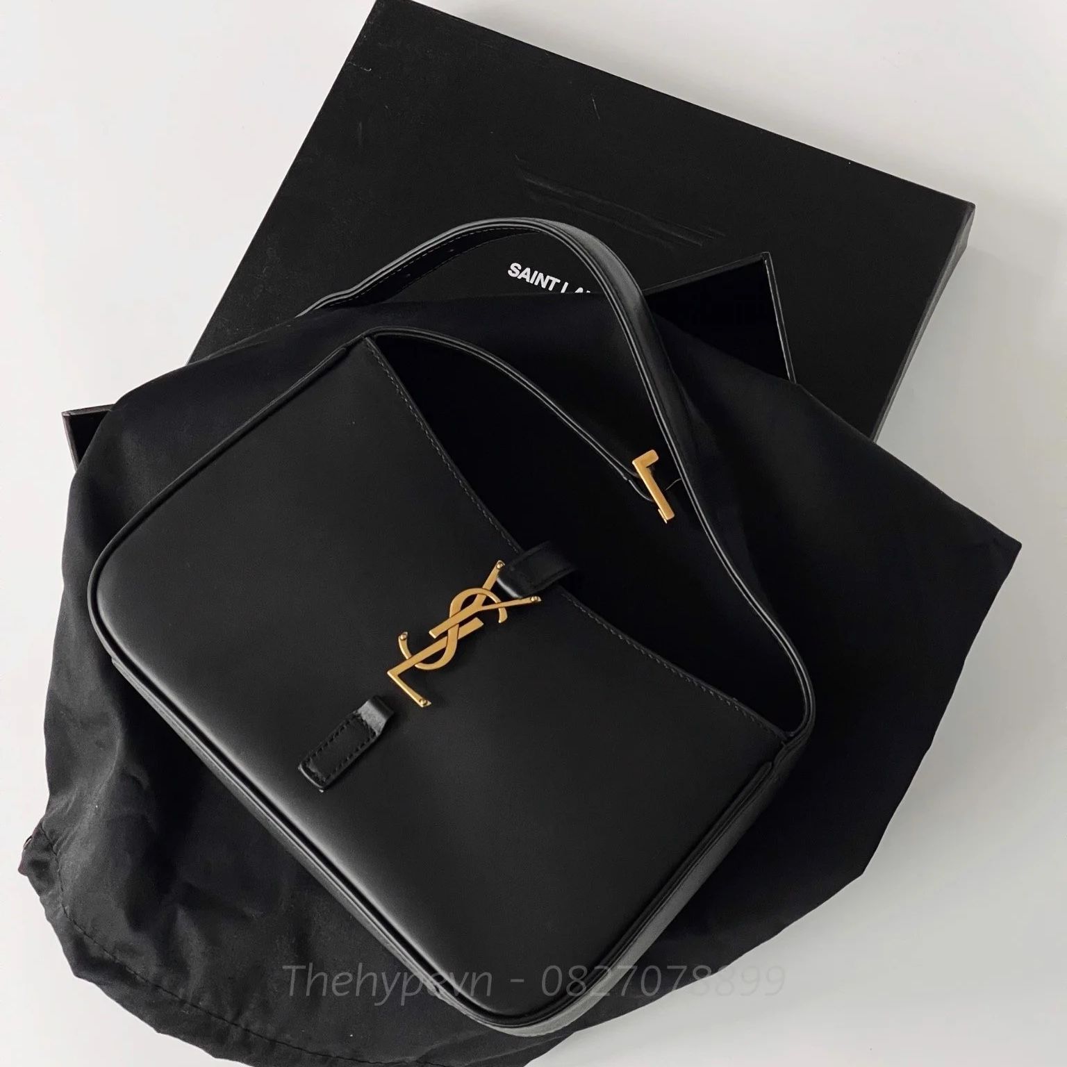  SAINT LAURENT -Túi YSL LE 7 HOBO BAG (Black) [Mirror Quality] - 