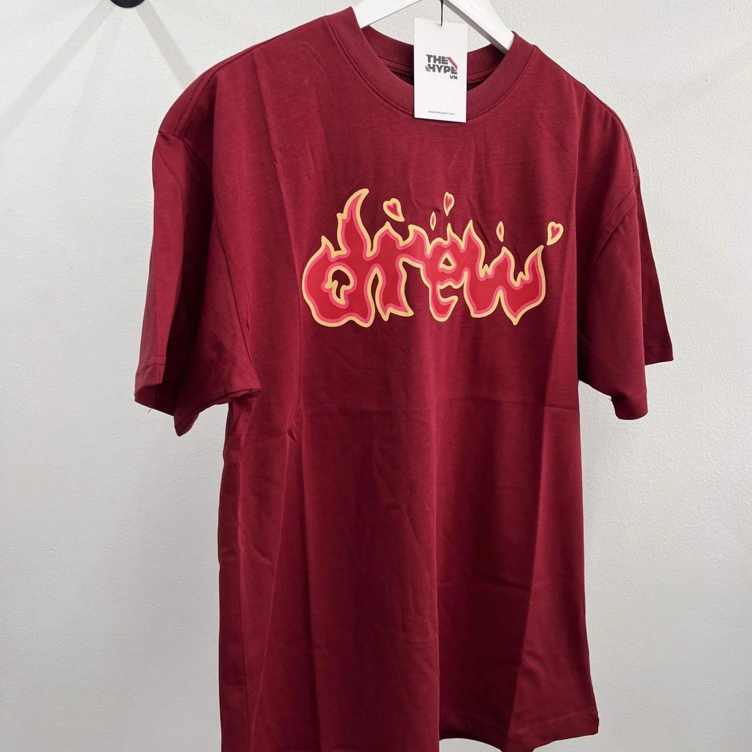  DREW TEE - Áo Thun Drew Logo Lit (Burgundy) [Mirror Quality] 