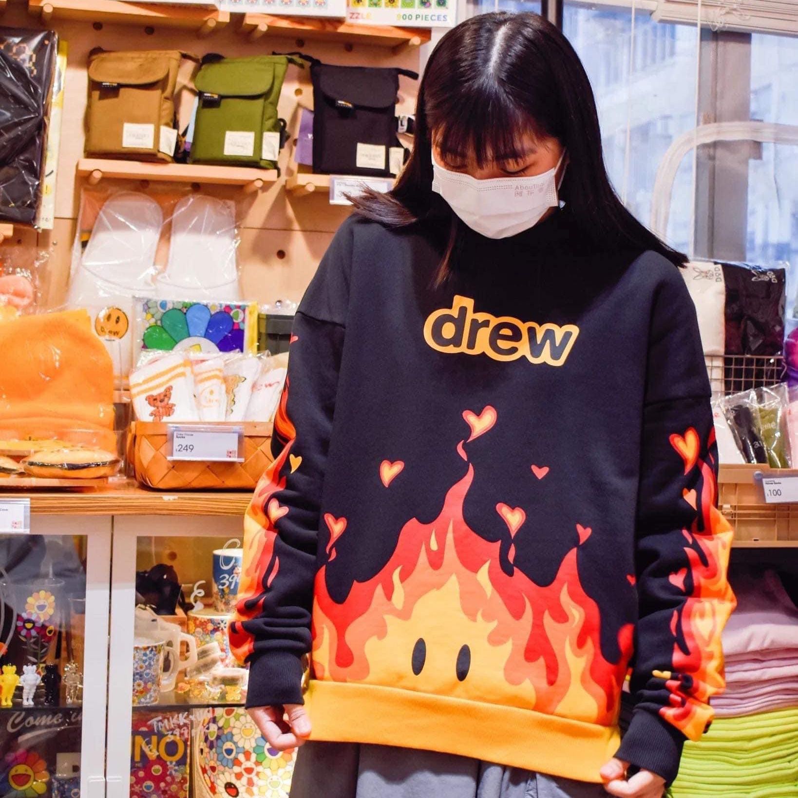  DREW HOODIE - Áo Hoodie Drew House Secret Fire (Black) [Mirror Quality] 