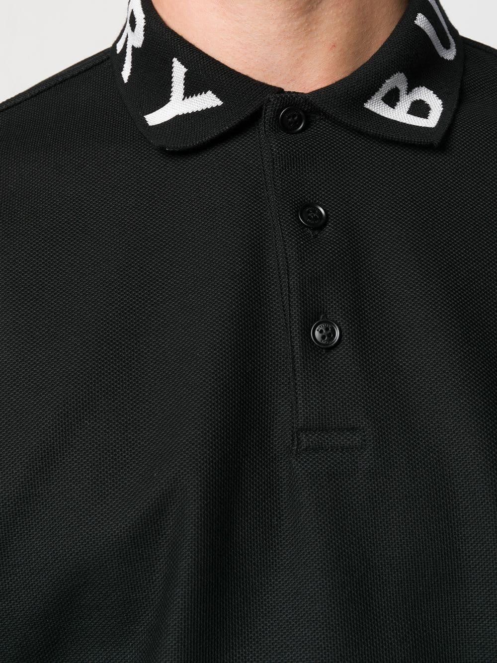  Áo Polo Burberry BBR Ryland Collar Logo (Black) [Mirror Quality] 
